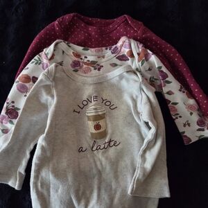 Hudson Baby Floral and Latte Long Sleeve Tees